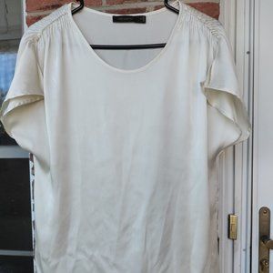 Silky cream short sleeve blouse